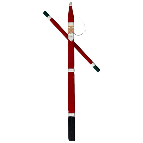 Wooden Stick Santa Ornament With Movable Arms 10.5" - Picture 6 of 8